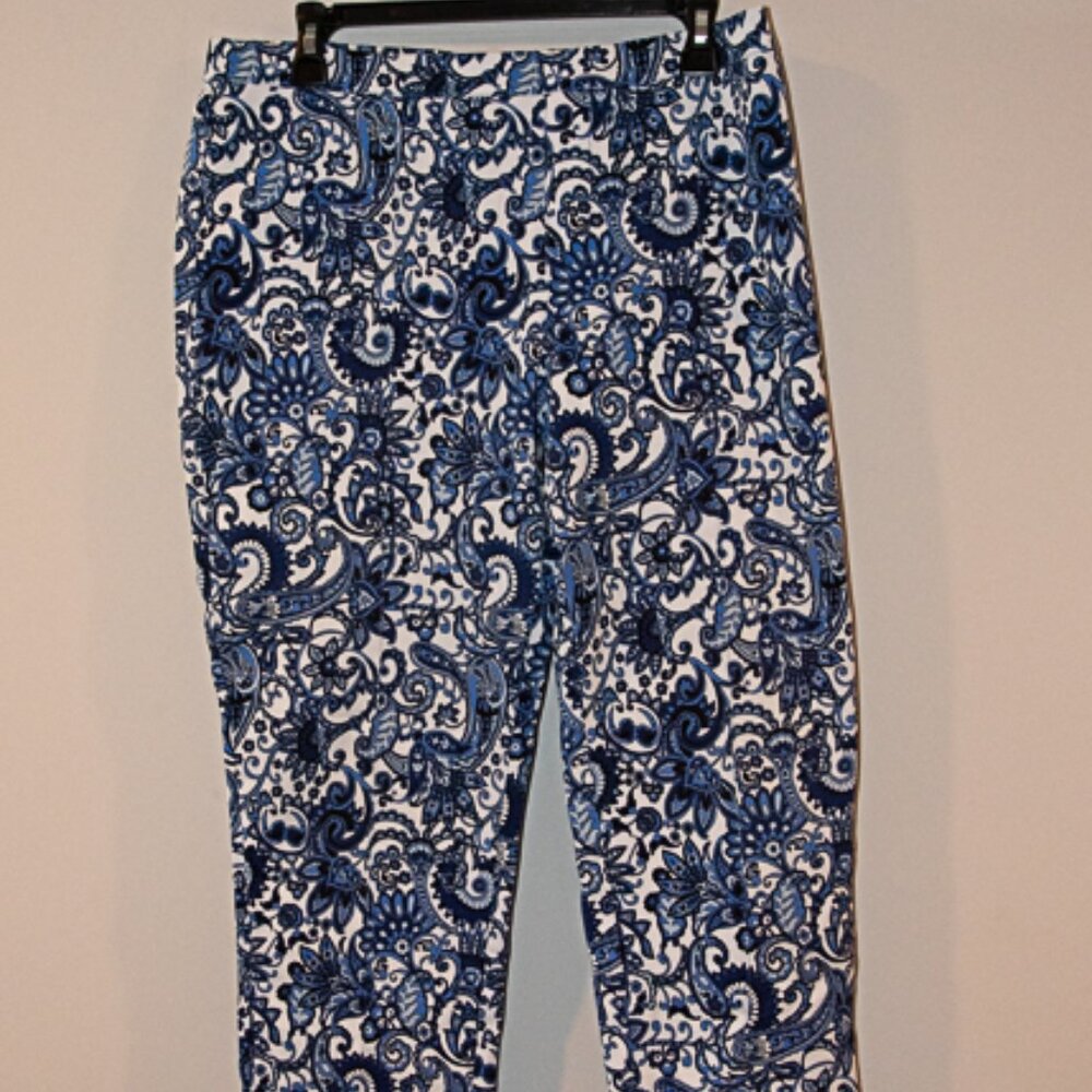 Isaac Mizrahi Live Blue Floral Pants Size 14P